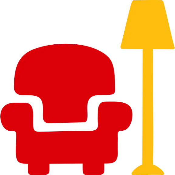 Hand-drawn Ronald McDonald House Tulsa Family Room chair and lamp icon.